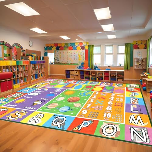 ABC Rug 8 x 10 Feet, Kids Rug for Playroom Educational Alphabet Rugs for Preschool Room Decor ABC Mat Classroom Bedroom Living Room - color: Multi 126, size: 8' x 10' (Rectangular)