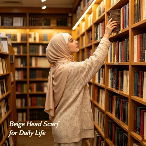 Hijab Scarf for Women, 3PCS Set with Undercap and Hijab Clip Lightweight Modal Muslim Head Wrap Scarf for Daily - color: Sy20-beige Hijab+white Undercap