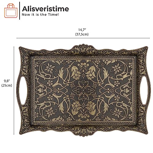 Alisveristime Big Square Zamac Serving Tray, 14.5 x 9.85 in (Antique Green) - color: Antique Green