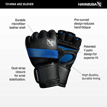 Hayabusa T3 4oz Pro Style MMA Gloves for Men and Women - color: White/Black, size: Large