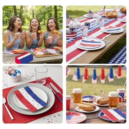 4th of July Napkins, 100Pcs Patriotic Napkins Disposable, Red White and Blue Star Stripe American Flag Paper Hand Towels Fourth of July Napkin for Table Dinner Bathroom Independence Day Party Supplies - color: Red white and blue-Patriotic, size: 100Pcs