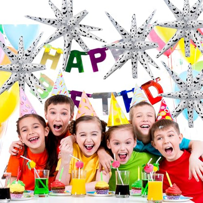 6 Pcs Spots Star Foil Balloons One-Piece 14-Pointed Star Balloon 4D Starburst Cone Mylar Balloon 22inch Christmas Birthday Wedding Wedding Anniversary Party Supplies (Spots) - color: 22 Inches Spots