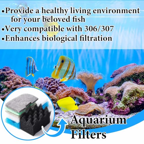 Threlaco 52 Pcs Replacement Filter Media Kit Compatible with Fluval 306/307 Aquarium Filters, Include Three Bio Sponge, Ammonia/Phosphate/Nitrite Remover, Towel and Grease - style: 306/307