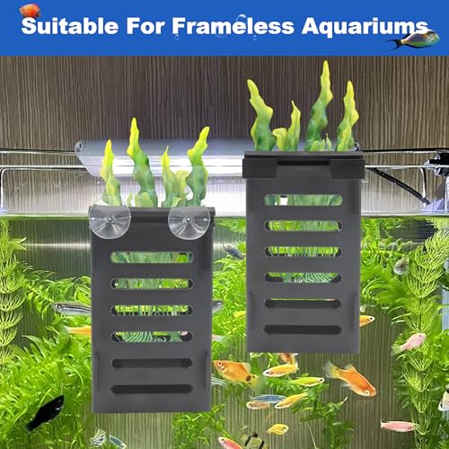 4 PCS Aquarium Plant Holder with Suction Cups, Fish Tank Plant Holder | Fish Tank Hanging Pots with 24 Hooks and 8 Suction Cups, Aquatic Plant Pots for Aquarium Decorations Plants