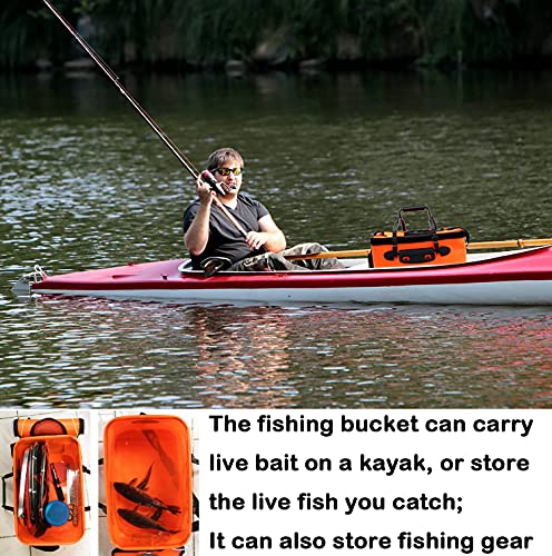 Foldable Fishing Bucket - Multi-Functional EVA Bag for Outdoor, Live Fish Lures and Protection, 10GAL/8GAL/6GAL/4.8GAL/3GAL Live Fish Container - color: 10gal/Orange