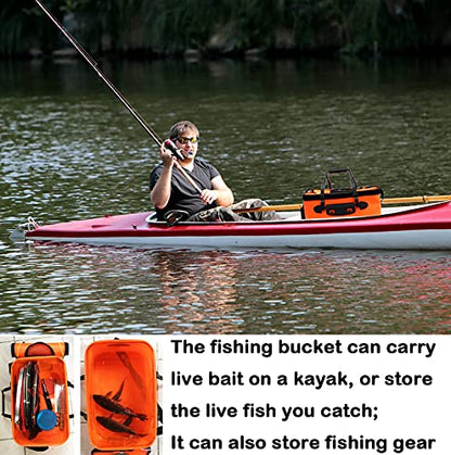 Foldable Fishing Bucket - Multi-Functional EVA Bag for Outdoor, Live Fish Lures and Protection, 10GAL/8GAL/6GAL/4.8GAL/3GAL Live Fish Container - color: 10gal/Orange