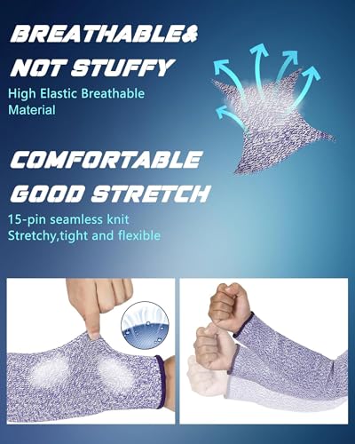 Geyoga Arm Sleeves Guards Cut Resistant HPPE,Medium,Hppe,Black, Gray - color: Gray, Blue, size: Large, style: Hppe
