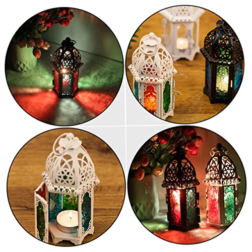 ORFOFE 2pcs Moroccan Style Candle Table Lamp Flickering Tea Lights Decorative Hanging Light for Home Decor
