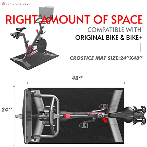 Bike Mat Compatible with Peloton Bike, 6mm Floor Protector | 6mm bike mat compatible with Peloton bike, providing non-slip waterproof protection for hardwood or carpet - size: 24x48", style: Logo Style