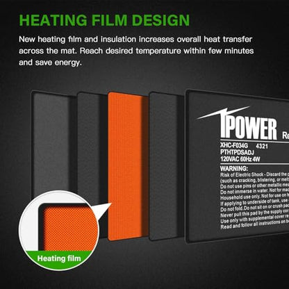 iPower 4 by 7-Inch Reptile Heat Mat with Temperature Adjustable Controller Knob, LCD Digital Aquarium Thermometer, Under Tank Warmer Terrarium Heat Pad for Reptiles and Amphibians - size: 4" x 7", style: Heat Pad with Adjust Knob+ Thermometer