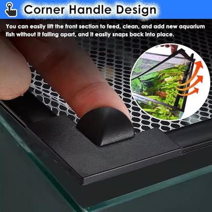LZMZMQ Magnetic Aquarium Cover Fish Tank Lid, Home Fish Tank Protector from Cats, Square Terrarium Top Covers Anti-Fish Jump Net with Corner Handles(L40xW40cm) - size: L40xW40cm