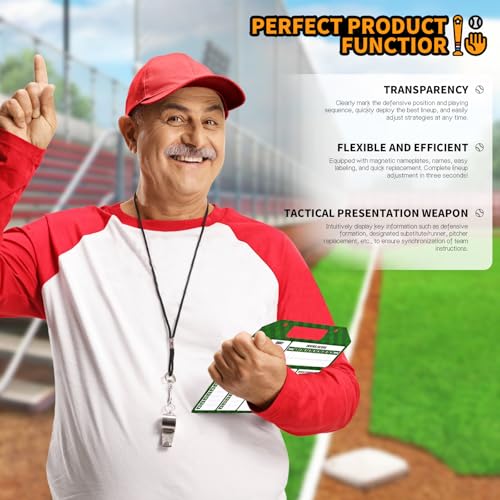 Magnetic Baseball Lineup Board,Baseball Dry Erase Board for Coaches,Softball Coaching Accessories,Baseballs Lineup Cards, Baseballs Clipboard for Coaches with 30 Cards