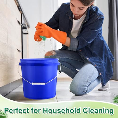 Tioncy 10 Pcs 2 Gallon Plastic Buckets with Lids and Handles,Blue | Storage Pails for Paint, Cleaning, Organizing, Durable Containers, Metal Handles, Plastic Material - color: Blue