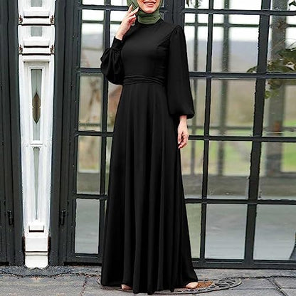 Muslim Prayer Dress Long Sleeve Loose Fit Maxi Dress Elegant Temperament Casual Wear Prayer Abaya Robe - color: 01#_black, size: X-Large