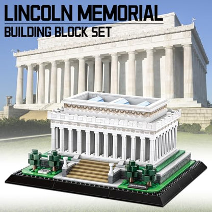 CAXIMSY Lincoln Memorial Building Block Set 979 Pcs Washington DC Architecture Model Kit for Adults & Teens Historic USA Landmark Home Office Desk Decor Display Gift - style: Lincoln Memorial Model