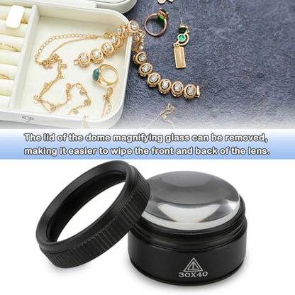 Rongon 30X Portable Jewelers Loupe Pocket Handheld Magnifier | Sturdy metal, loupe handheld magnifying glass for jeweler stamps maps antiques magazines books repair electronics (30X 40MM) - size: 30X40MM