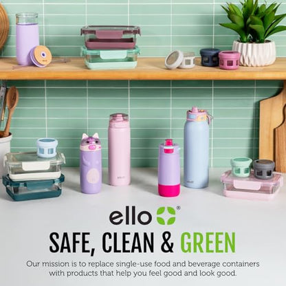 Ello Pop & Fill Insulated Stainless Steel Water Bottle with Quick Fill Lid, Leakproof Locking, Sip or Chug Spout, BPA-Free, Double Wall Vacuum Insulated for Sports, Travel & School- 22oz / 32oz / 40oz - color: Serene Blooms, style: 32oz