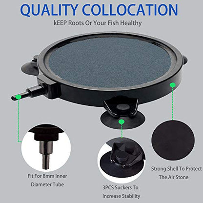 PINVNBY 4.2-Inch Air Stone Disc Bubble Diffuser with Suction Cups for Oxygenation in Fresh/Saltwater Tanks, Ponds, Hydroponic, Aquaponics, and as a Decorative Airstone for Aquariums - size: 2 PCS