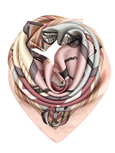 YOUR SMILE Silk Like Scarf Women's Fashion Pattern Large Square Satin Headscarf Headdress - color: 104