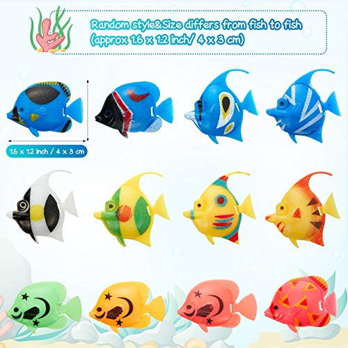 Weewooday 20 Pcs Artificial Moving Fishes Plastic, Random Fish | Floating Lifelike Fishes Tank Ornament Aquarium Decorations - style: Random Fish