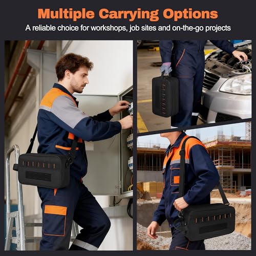 Rexmica Small Electric Tester Tool Storage Bag with 1 Tool Pouch | Compatible with Fluke Digital Multimeter/325 Clamp Multimeter/ T5 T6 Electrical Voltage, Tool Organizer with 8 Tool Slots