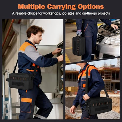Rexmica Small Electric Tester Tool Storage Bag with 1 Tool Pouch | Compatible with Fluke Digital Multimeter/325 Clamp Multimeter/ T5 T6 Electrical Voltage, Tool Organizer with 8 Tool Slots