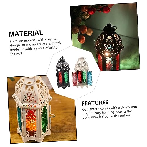 ORFOFE 2pcs Moroccan Style Candle Table Lamp Flickering Tea Lights Decorative Hanging Light for Home Decor