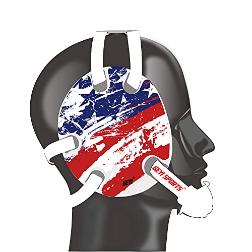 Wrestling Headgear with American Flag Decals(Adult) - color: White