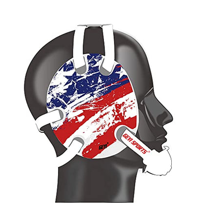 Wrestling Headgear with American Flag Decals(Adult) - color: White