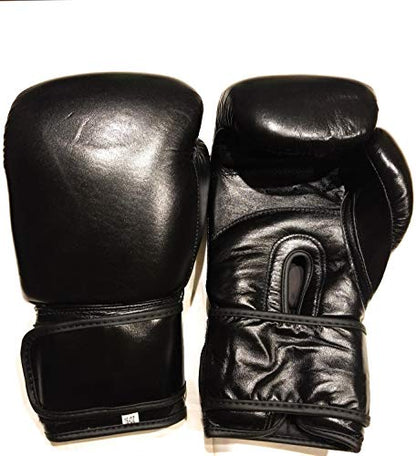 Top Grade Leather Boxing Gloves for Men and Women - Muay Thai Training Kickboxing Fighting Multi Layer Foam Sparring Gloves - Safety Strap Boxing Gloves with Black Palm 20oz, 22oz, 24oz - size: 22oz