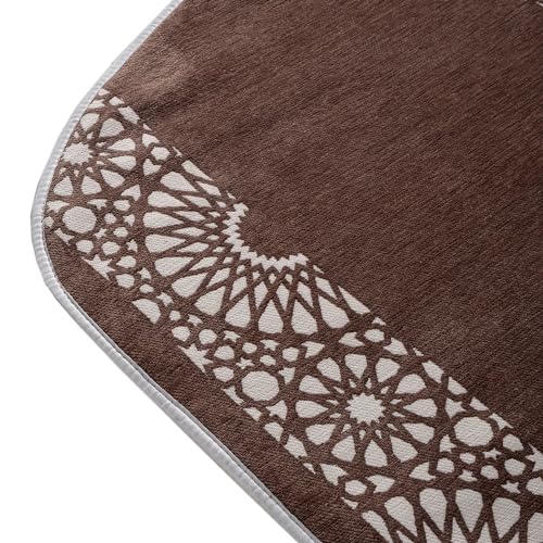 Modefa Turkish Islamic Prayer Mat - Chenille with Foam and Carrying Bag - Intricate Praying Rug Ramadan Eid Gift - Traditional Muslim Janamaz Seccade for Men Women - Mustaqim (Mink) - color: Mink