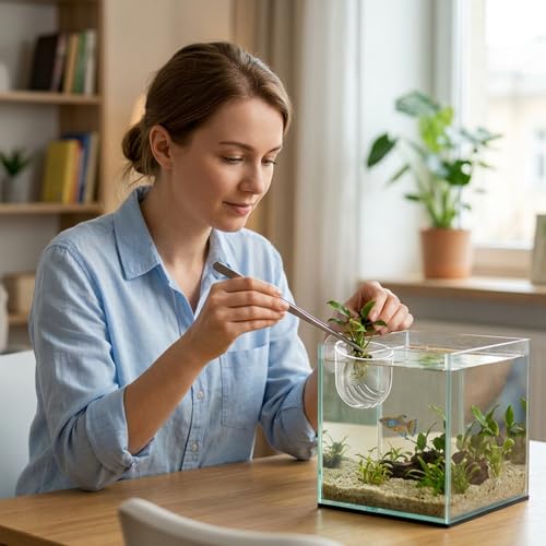6-Piece Plant Holder for Fish Tank, Fish Tank Plant Holder, Cat Aquarium Decor Set, Cat Fish Tank Accessories, Aquarium Plant Holder Set, Multi-Design Fish Tank Plant Holders for Aquatic Environments