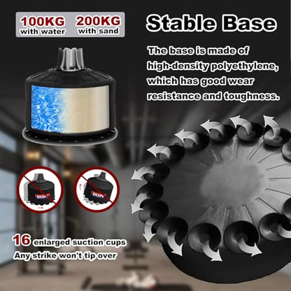 Adjustable Punching Dummy – Freestanding Silicone Punching Bag with Telescopic Height, Stable Large Base for Adults, Boxing, Kickboxing, MMA & Home Gym Training - color: Black2