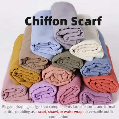 Chiffon Scarf for Women Lightweight Breathable Sunscreen Soft Solid Hijab Scarf for Daily & Muslim Wear - color: Rose Pink Chiffon Scarf