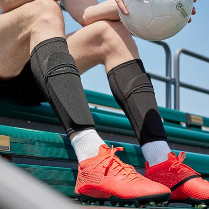 Northdeer Soccer Shin Guards Sleeves with Optimized Insert Pocket(1Pair) - color: black, size: S (3'3"-4'7")