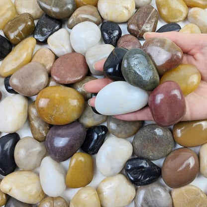 FANTIAN 20 lbs Pebbles for Outdoor Landscaping, 1-2 Inch River Rocks | Polished Pebbles for Plant Indoor, Aquarium, Vase, Fish Tank, Landscaping, Outdoor Garden - size: 1-2 Inch, style: 20 Pounds