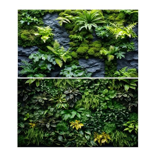 2 Packs Rock Wall Reptile Tank Background Lush Green Tropical Leaves Aquarium Background Nature's Embrace Tropical Green Plants Fish Tank Backgrounds Moss Wall Reptile Enclosure Backgrounds 24x16in - color: Green, size: 24(W)x16(H)in