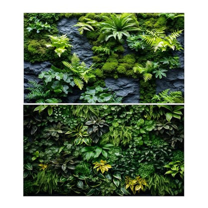 2 Packs Rock Wall Reptile Tank Background Lush Green Tropical Leaves Aquarium Background Nature's Embrace Tropical Green Plants Fish Tank Backgrounds Moss Wall Reptile Enclosure Backgrounds 24x16in - color: Green, size: 24(W)x16(H)in