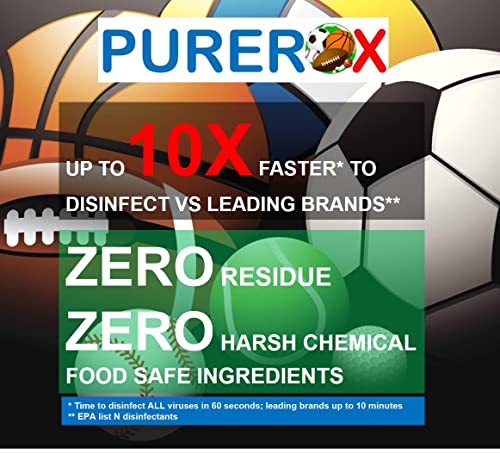 PUREROX Disinfectant. Sports and Fitness. Eliminate 99.9999% MRSA, Bloodborne Pathogens, Viruses, HIV, Bacteria, Athlete Foot Fungus. Anywhere in Gym, Fitness Center. No Residue. Suitable All Surfaces