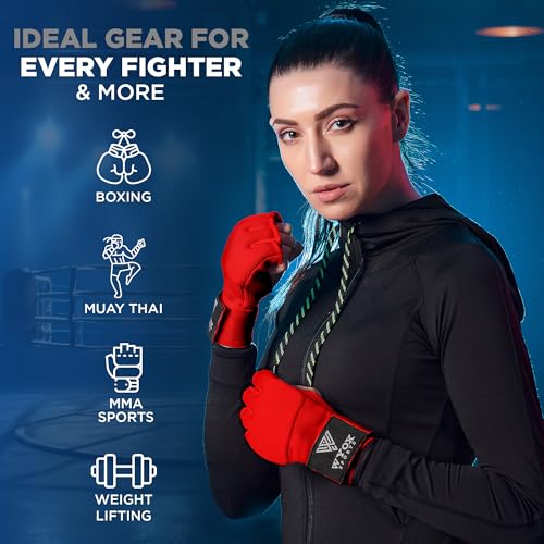 WYOX Boxing Hand Wraps Inner Gloves & Curved Focus Mitts Bundle for Men & Women Adults – 80cm Wrist Support, Gel Padding, MMA Muay Thai Kickboxing Training Gloves & Pads