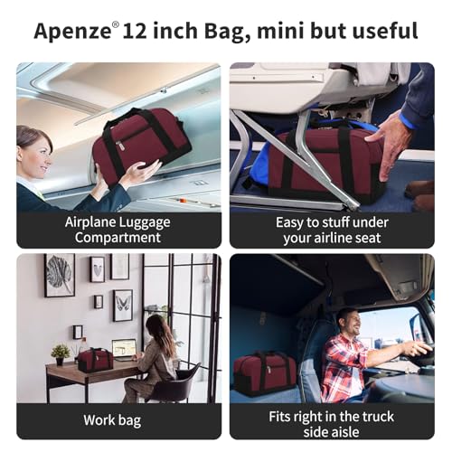 Small Gym Bag Carry On Bag - 12 in Mini Duffle Bag Lightweight for Overnight Travel - Wine Red - color: Wine Red, size: 12inch