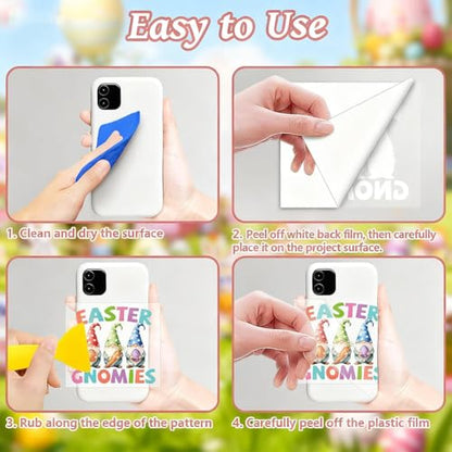 Peacoblue Easter Gnomes Rub On Transfers for Craft, Transfer Sticker | 18 Sheets UV DTF Transfers, Waterproof Rub On Decals for Wood, Glass, Furniture, Tumblers & Home Decor Crafts - style: Easter Gnomes with Eggs