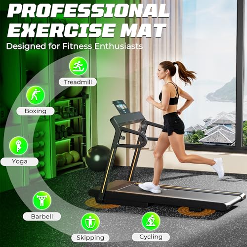 0.56" Rubber Top Gym Flooring, Heavy Duty Interlocking Gym Mats for Home Gym, Non-Slip Workout Mat, 24 x 24in Large Gym Floor Mat, Protect Floors from Weights & Equipment, 96 Sq Ft, Black/Grey - size: 24 Tiles (96 Sq Ft)