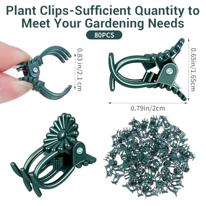 80 Pcs Standard Orchid Clips Plant Clips Flower Vine Dark Green | for Support Small Plant, Orchid Support Clip, for Climbing Plants, Garden Stem, Grow Upright