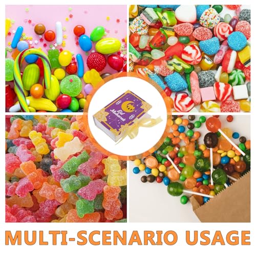 Cabilock Eid Festival Candy Packaging Boxes 20pcs Purple Book Shaped Paper Boxes Ramadan Party Favor Candy Holders for Ramadan Eid Mubarak Treats