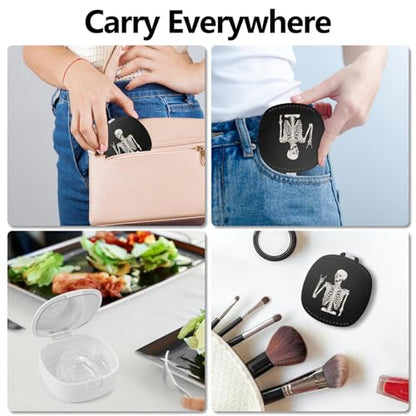 Retainer Case with Mirror & Ventilation Holes - Night Guard & Orthodontic Aligner Case, Black Skull - color: Black Skull