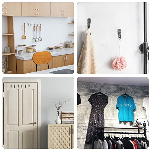 15-Pack Black Wall Mount Hooks for Hanging Coats & Towels | Screw-in Hangers with 30 Screws for Keys, Robes, Scarves, Bags, Caps & Mugs - color: 15PCS Black Hooks