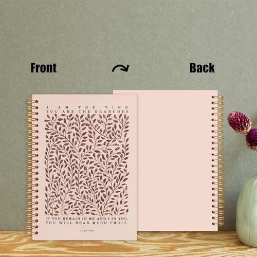 Likjad Christian Spiral Notebook Journal 5.5x8.3, Botanical Bible Scripture Journals for Writing, Religious Christian Gifts for Women, Bible Verse Hardcover Notebooks for Note Taking（Pink） - color: Botanical Bible Two