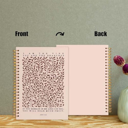 Likjad Christian Spiral Notebook Journal 5.5x8.3, Botanical Bible Scripture Journals for Writing, Religious Christian Gifts for Women, Bible Verse Hardcover Notebooks for Note Taking（Pink） - color: Botanical Bible Two