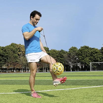 PodiuMax Handle Solo Soccer Kick Trainer with New Ball Locked Net Design, Soccer Ball Bungee Elastic Training Juggling Net (Fits Ball Size 3, 4, 5) - color: yellow